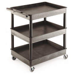 Super Strength® Multi Purpose Trolley; 3 Storage Trays; 920 x 640 x 975; Swivel (x2 Braked)Castors; Polyethylene; 175kg; Black