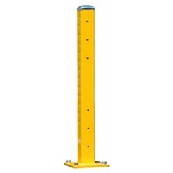 Double Post to suit Triple Ridge Steel Barriers; 1093H mm; Yellow/Silver