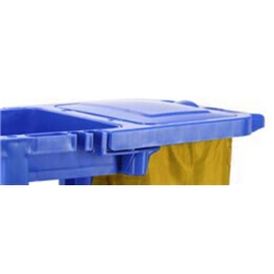 Janitorial Cleaning Trolley with Bag Lid; Fixed/Swivel Wheel/Castors; Plastic/PVC; 100kg; Blue/Yellow