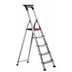 Double Decker Step; 5 Tread; Aluminium; 150kg; Silver/Black/Red