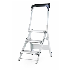 Climb-It® Easy Slope Aluminium Folding Leader Step; 3 Tread; Aluminium; 150kg; Silver