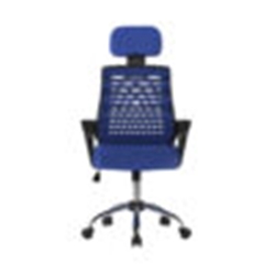 Sigma – High Back Mesh Chair with Height Adjustable Headrest & Fixed Sturdy Arms Blue