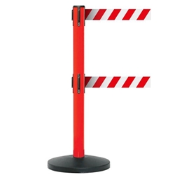 Obex Barriers® Safety Belt Barrier; Belt Length mm: 3400; Red Post; Red/White Chevron