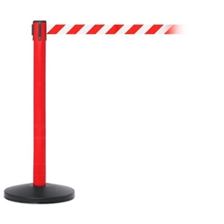 Obex Barriers® Safety Belt Barrier; Belt Length mm: 3400; Red Post; Red/White Chevron