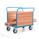 2 Veneer Sides Platform Truck; 1300 x 700 x 1050; Fixed/Swivel (x2 Braked) Castors; Steel; 500kg; Blue/Veneer