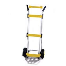 'THE PRO ' Folding Sack Truck; Puncture Proof Wheels; Aluminum; 270kg; Silver/Yellow/Black