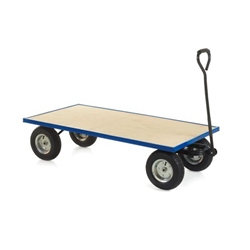 Industrial General Purpose Truck; Plywood Base with Puncture Proof Wheels; 500kg; Blue/Veneer