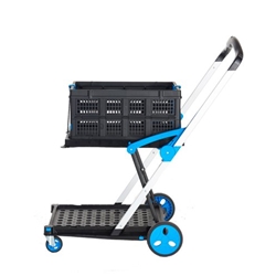Proplaz® Clever Trolley c/w 3 Folding Boxes; Injected Moulded Plastic/Anodised Aluminium; 70kg; Black/Blue/Silver