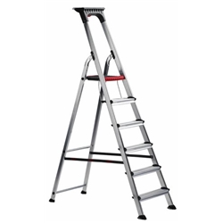 Double Decker Step; 6 Tread; Aluminium; 150kg; Silver/Black/Red