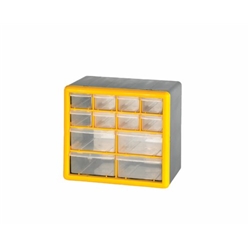 Compartment Storage Box; 8 small & 4 large drawers; Yellow/Grey