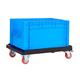 Connectable & Stackable Container Dolly; 670 x 460 x 145; Fixed/Swivel (x2 Braked) Castors; Heavy Duty Plastic; 300kg; Black