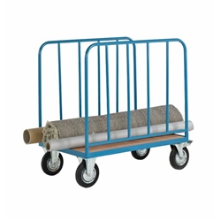 2 Tubular Bar Sides Platform Truck; 1000 x 700 x 820; Fixed/Swivel (x2 Braked) Castors; Steel; 500kg; Blue/Veneer