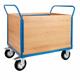 4 Veneer Sides Platform Truck; 1500 x 800 x 1050; Fixed/Swivel (x2 Braked) Castors; Steel; 500kg; Blue/Veneer