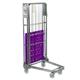 Plastic Base Nestable Roll Container; 3 Sided Unit; Internal Height mm: 1430; Silver/Purple Base