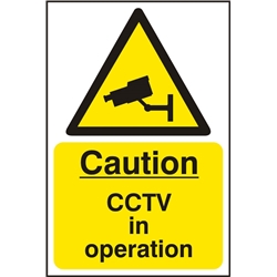 Caution Cctv In Operation Sign White/Yellow 200X300Mm