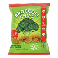 Growers Garden Broccoli Crisps with Chilli 24g Bag [Pack of 24]