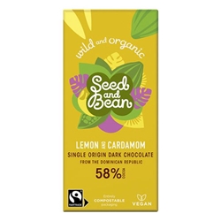 Seed&Bean 75g Dark 58% - Lemon & Cardamom Org & FT [Pack of 10]