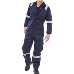 Beeswift Burgan Fire Retardant Anti-Static Boilersuit Navy Blue 36