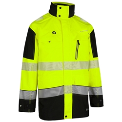 Beeswift Deltic Hi-Vis Two-Tone Ripstop Breathable And Waterproof Rail Jacket Saturn Yellow / Navy S