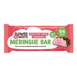 Flower & White Vegan Chocolate Dipped Strawberry Meringue Bar [Pack of 12]