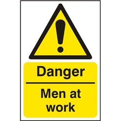 Danger Men At Work Sign White/Yellow 200X300Mm