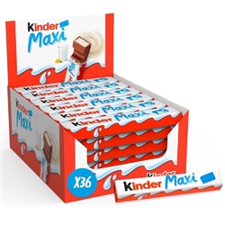 Kinder Chocolate Medium Bars, Bulk Chocolate Gift Box, Fine Milk Chocolate Bar with a Milky Filling, Pack of 36 (756gr)