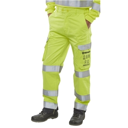 Beeswift Arc Compliant Hi-Vis Trousers Saturn Yellow / Navy 40T