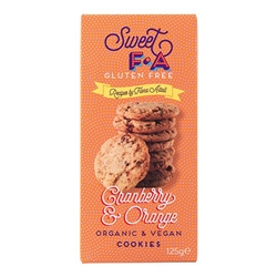 Sweet FA Gluten Free Cranberry & Orange Cookies 125g [Pack of 12]