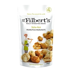 Mr Filberts Italian Herb Peanuts & Hazelnuts 100g [Pack of 12]