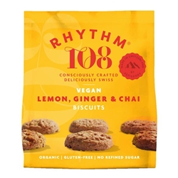 Rhythm 108 Organic Tea Biscuit - Lemon Chia Sharing Bag [Pack of 8]