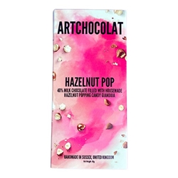 ArtChocolat Milk Chocolate Hazelnut Popping Candy Bar 80g [Pack of 10]