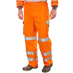 Beeswift Arc Compliant Hi-Vis Rail Spec Trousers Orange 40