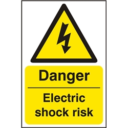 Danger Electric Shock Risk Sign White 200X300Mm
