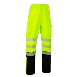 Beeswift Deltic Hi-Vis Two-Tone Ripstop Breathable And Waterproof Rail Overtrouser Saturn Yellow / Navy M