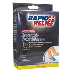 Rapid Relief Premium Reusable Hot/Cold Slippers 5"X12" Blue 12"
