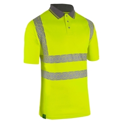 Beeswift Envirowear Hi-Vis Short Sleeve Recyclable Polo Shirt Saturn Yellow M