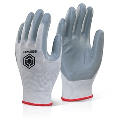 Beeswift Nitrile Foam Polyester Gloves Grey Xl