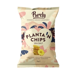Purely Plantain Chips Naturally Salted 75g Bag [Pack of 10]