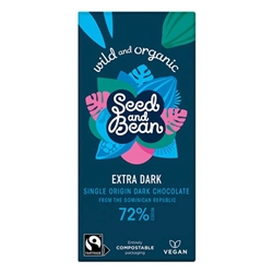Seed&Bean 75g Dark 72% Fairtrade & Organic Bar [Pack of 10]