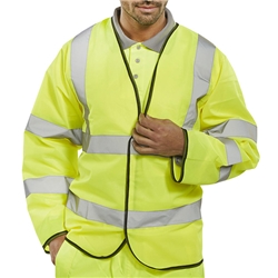 Beeswift Hi-Vis Long Sleeve Jerkin Saturn Yellow L