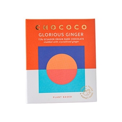Chococo 72% Ecuador dark chocolate with crystallised ginger (vf) 75g [Pack of 12]
