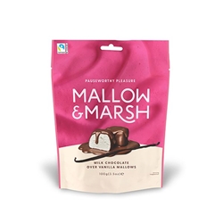 Mallow & Marsh Vanilla Marshmallows coated in Milk Chocolate Pouch 100g [Pack of 6]