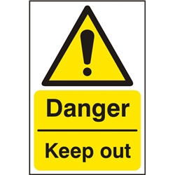 Danger Keep Out Sign White/Yellow 200X300Mm