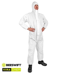 Beeswift Vira-Chem Disposable Laminated Coverall Type 5/6 White L