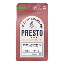 Presto Coffee Roasters Barista Espresso Ground Coffee 200g [Pack of 6]