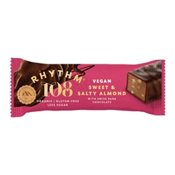 Rhythm 108 Organic Swiss Chocolate Bar - Sweet'n Salty Almond [Pack of 15]
