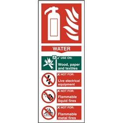 Beeswift Fire Extinguisher Water Sign Self Adhesive White 82X202Mm