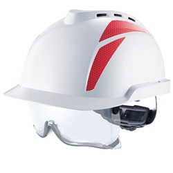 Msa V-Gard 930 Vented Safety Helmet With Integrated Eye Protection White/Red 
