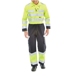 Beeswift Arc Compliant Hi-Vis Boilersuit Saturn Yellow / Navy 52