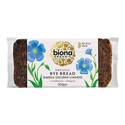 Biona Organic Rye Bread Omega Golden Linseed 500g [Pack of 7]